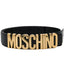 Cintura Moschino Couture nera art A8007 in pelle opaca placca logo grande oro