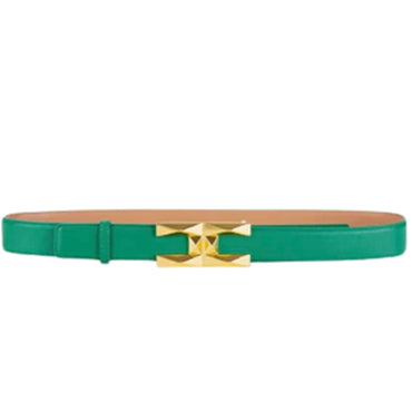 Cintura Elisabetta Franchi art CT11S26E2 smeraldo sottile a vita alta con logo oro