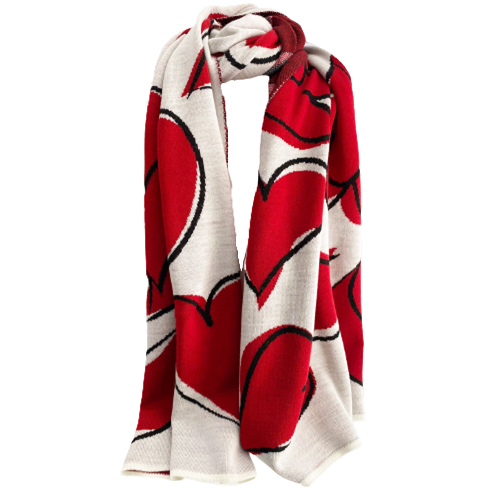 Sciarpa Moschino art 30642 bianca con fantasia cuori rossi