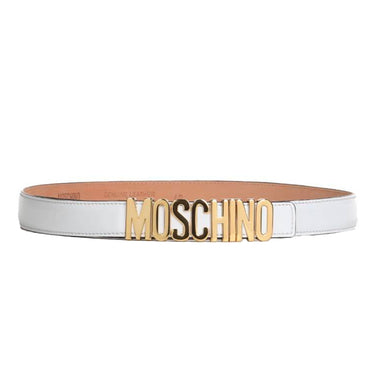 Cintura Moschino Couture art 8033 bianco in pelle opaca media con logo lettering