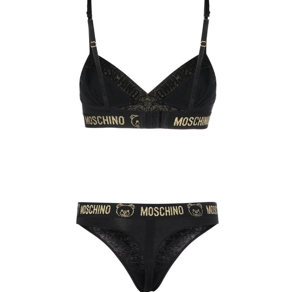 Completo Moschino Underwear art 2104 nero con bande teddy glitter