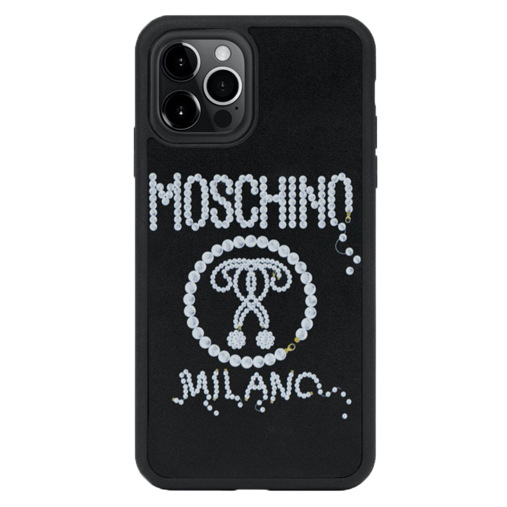 Cover Moschino iphone 12/12 pro pearls double question mark nero