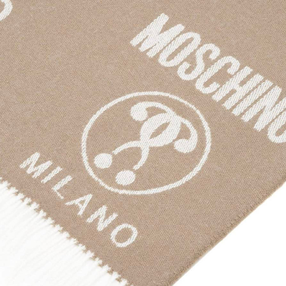 Sciarpa Moschino art 50152 con logo moschino milano e frange