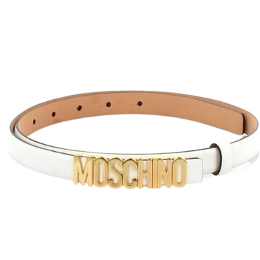Cintura Moschino Couture art 8008 piccola opaca bianca con logo oro
