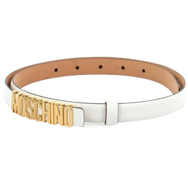 Cintura Moschino Couture art 8008 piccola opaca bianca con logo oro