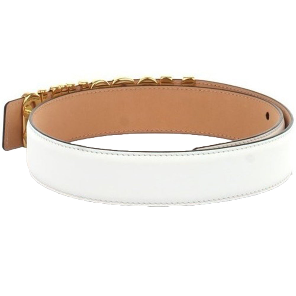 Cintura Moschino Couture art 8007 pelle opaca grande bianca logo oro
