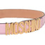 Cintura Moschino Couture art 8052 in pelle opaca rosa logo grande oro