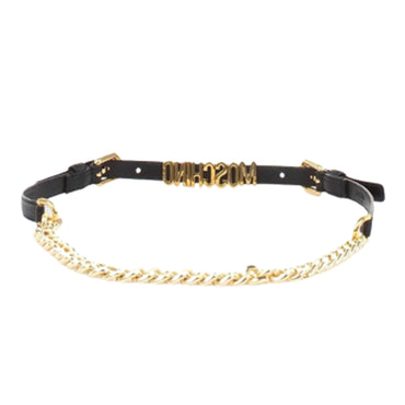 Cintura Moschino Couture art 8032 small opaca nero con catena logo oro