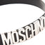 Cintura Moschino Couture in pelle art A007 opaca nera logo grande argento