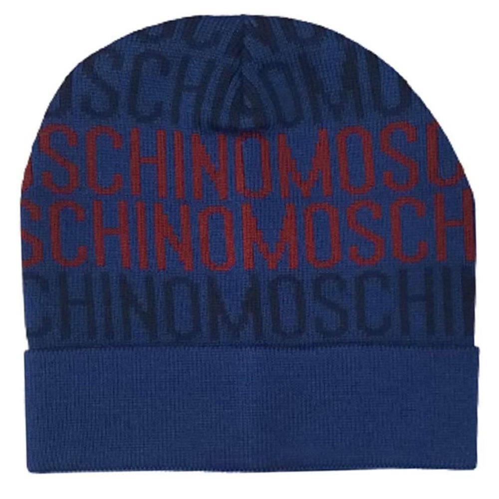 Cappello Moschino uomo art 60084 blu con fantasia logo multicolor