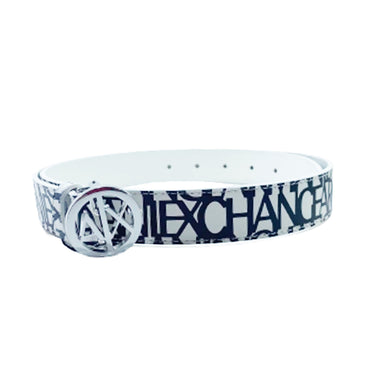 Cintura Armani Exchange art 941153 CC757 logo bianco e nero con placca ovale logo