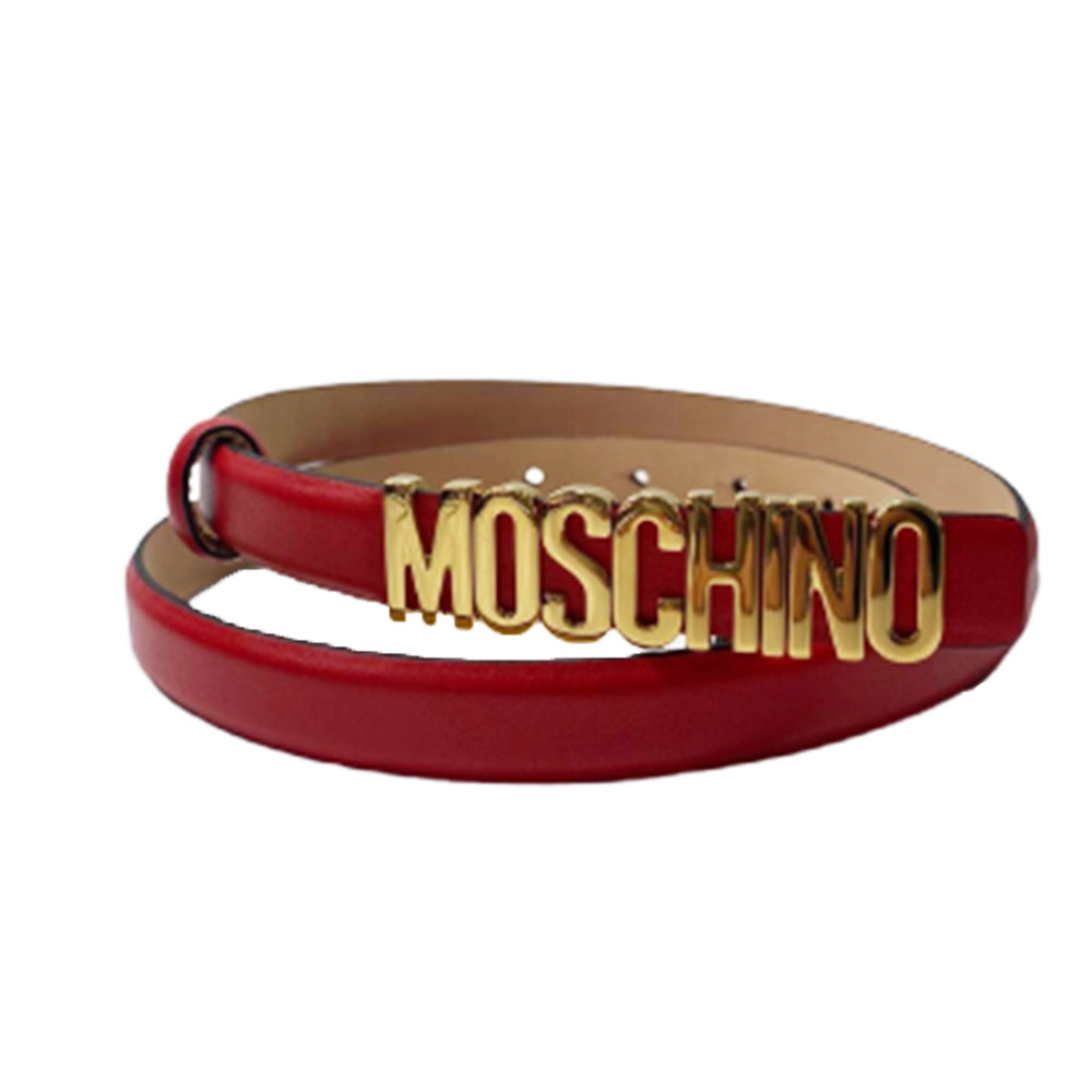 Cintura Moschino Couture art 8034 opaca rossa logo piccolo oro