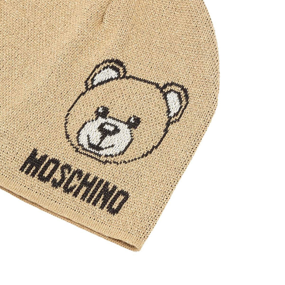 Cappello Moschino Art 65214 berretto in lurex teddy face lato con logo