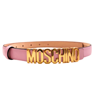 Cintura Moschino Couture art 8053 in pelle small opaca rosa logo oro