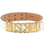 Cintura Moschino Couture art 8007 pelle opaca grande bianca logo oro
