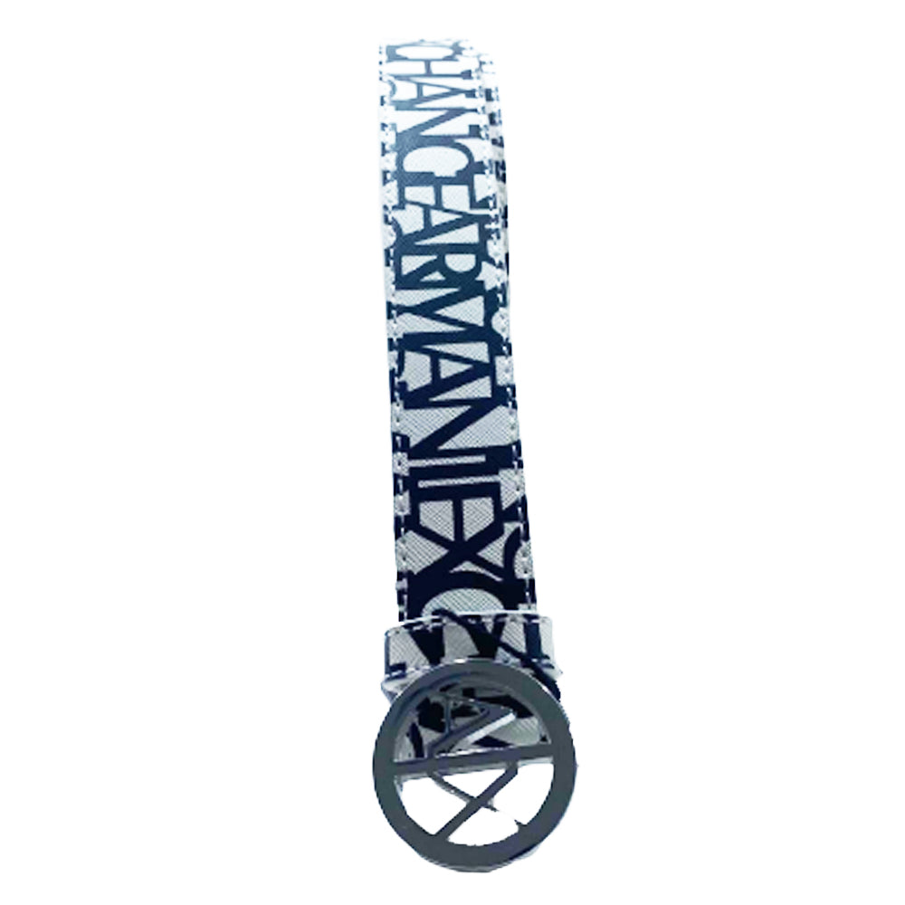 Cintura Armani Exchange art 941153 CC757 logo bianco e nero con placca ovale logo