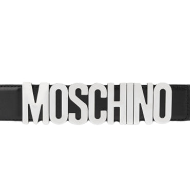 Cintura Moschino art A8006 media opaca logo argento