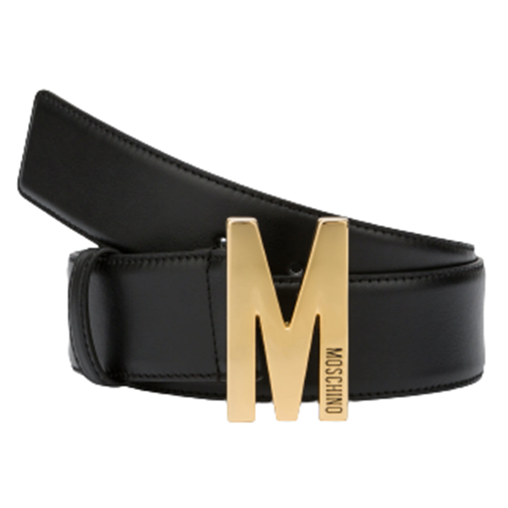Cintura Moschino  Couture art 8036 nero fibbia M galvanica oro tg 44