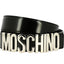 Cintura Moschino Couture in pelle art 8012 nero vernice logo grande argento