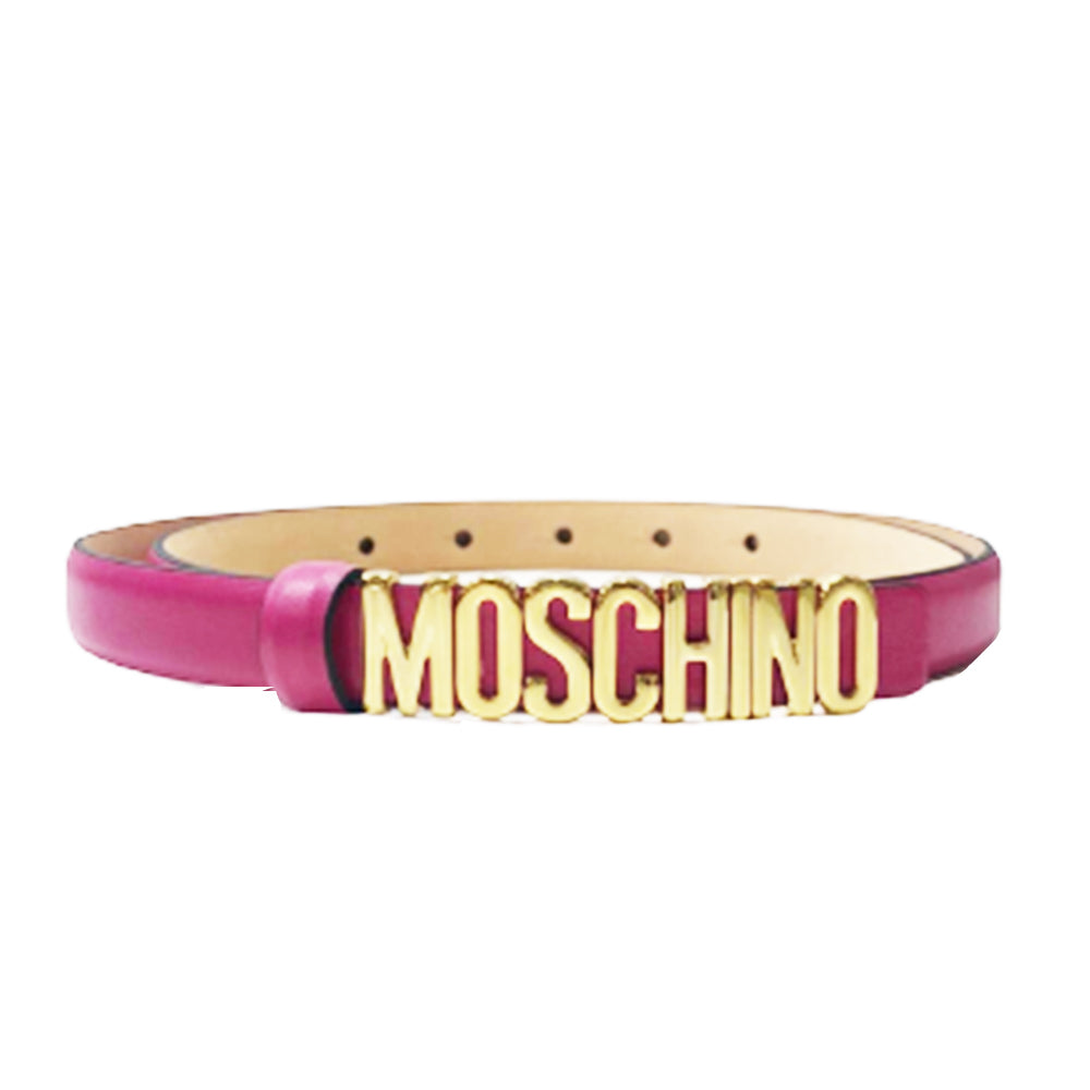 Cintura Moschino Couture art 8034 in pelle small opaca fuxia logo oro