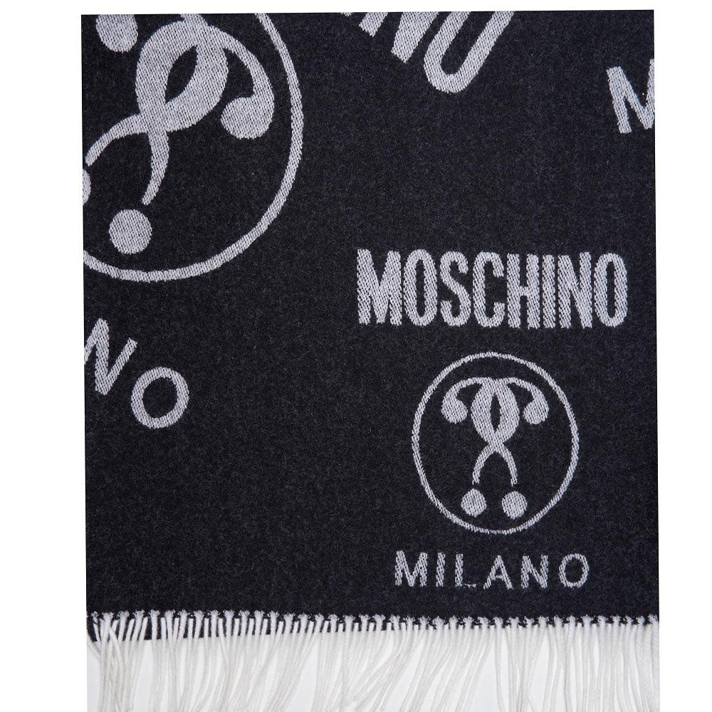 Sciarpa Moschino art 50152 con logo moschino milano e frange