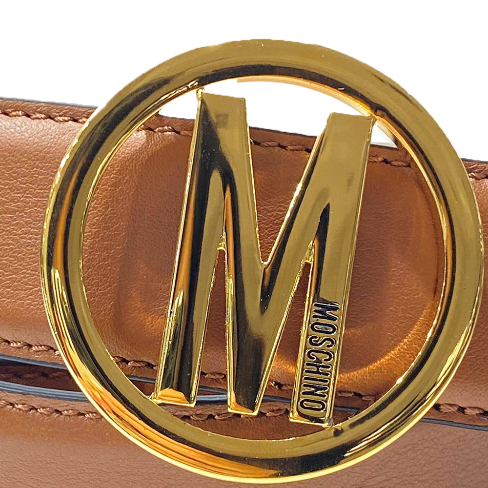 Cintura Moschino Couture art A8031 opaco media cuoio logo ovale oro