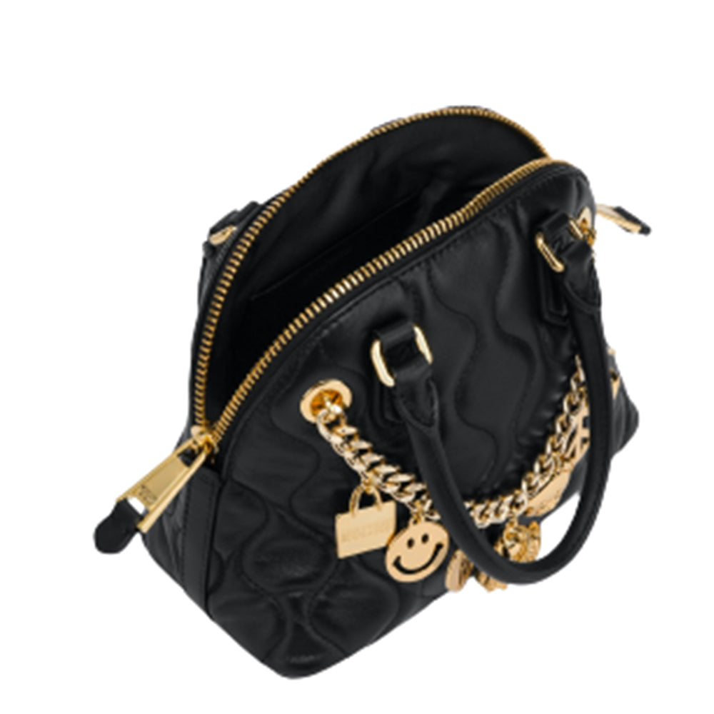 Borsa Moschino Couture art A7424 a mano nera con charm