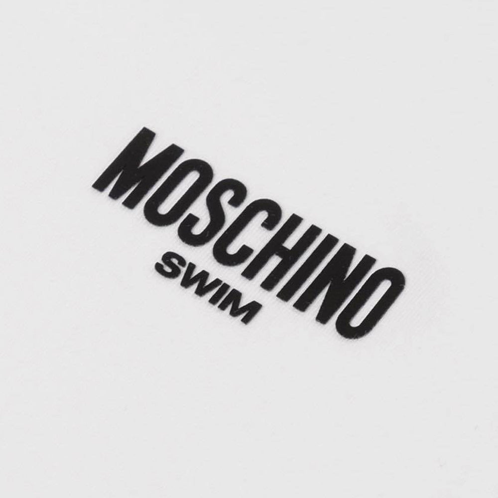 T-shirt Moschino Swim art 1901 bianca con logo nero tg M