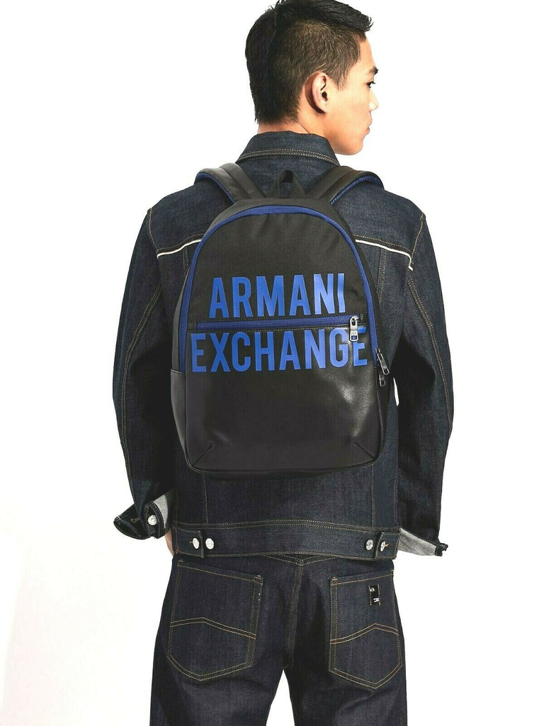 Zaino Armani Exchange Uomo Art952335 backpack nero con logo blu